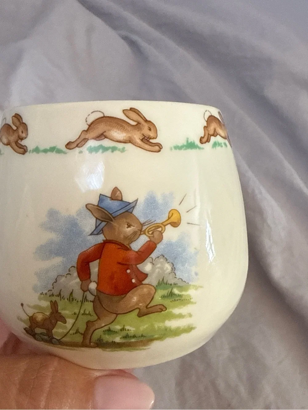 Royal Doulton Ceramic Bunny Mug with Pastel Spring Illustration